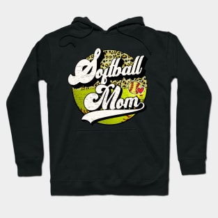 Softball Mom Vintage Leopard Softball Family Matching Hoodie